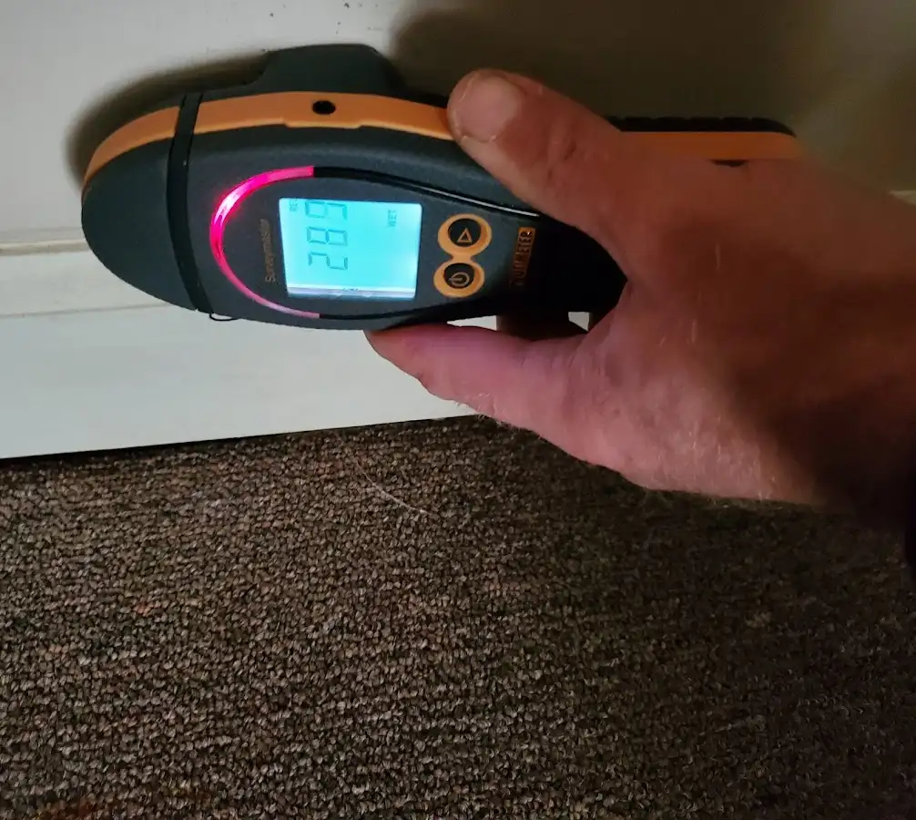 Moisture detection at baseboard during Burst Pipe Cleanup in Cape Coral